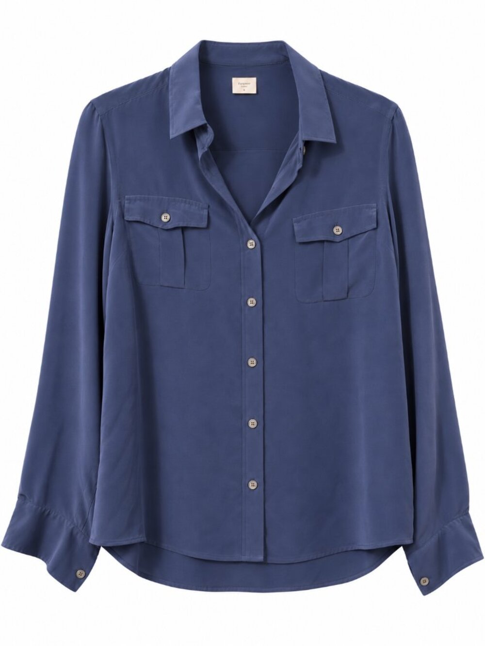 J.Crew Blue Silk Collared Button Shirt Sz Medium 6 8 J. Crew Factory Blouse